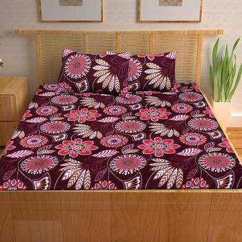 A Unique Home 100% Cotton Printed Double Bedsheet with 2 Pillow Covers 2
