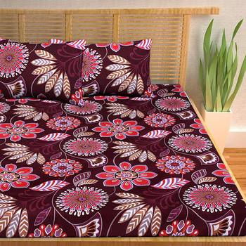 A Unique Home 100% Cotton Printed Double Bedsheet with 2 Pillow Covers 3