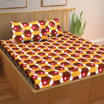 A Unique Home 100% Cotton Printed Double Bedsheet with 2 Pillow Covers 1