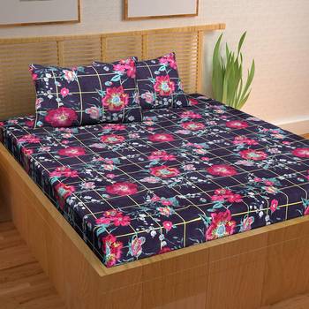 A Unique Home 100% Cotton Printed Double Bedsheet with 2 Pillow Covers 1