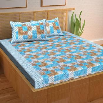 A Unique Home 100% Cotton Printed Double Bedsheet with 2 Pillow Covers 1