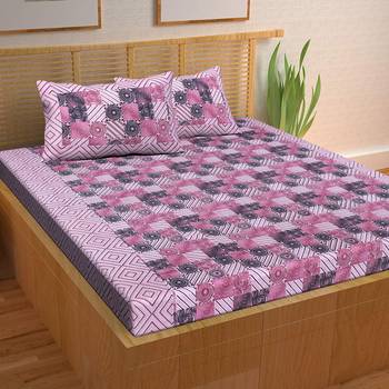 A Unique Home 100% Cotton Printed Double Bedsheet with 2 Pillow Covers 1