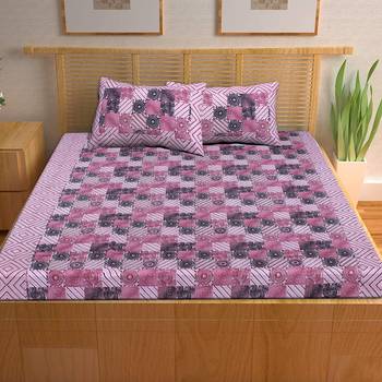 A Unique Home 100% Cotton Printed Double Bedsheet with 2 Pillow Covers 2
