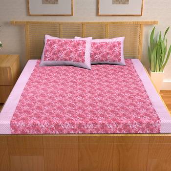 A Unique Home 100% Cotton Printed Double Bedsheet with 2 Pillow Covers 2