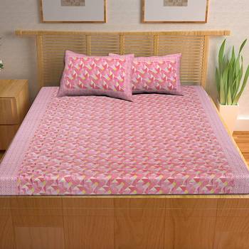 A Unique Home 100% Cotton Printed Double Bedsheet with 2 Pillow Covers 2