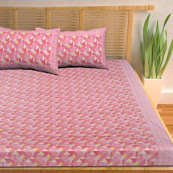 A Unique Home 100% Cotton Printed Double Bedsheet with 2 Pillow Covers 3