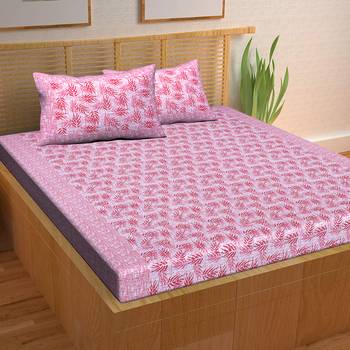 A Unique Home 100% Cotton Printed Double Bedsheet with 2 Pillow Covers 1
