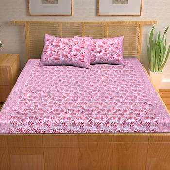 A Unique Home 100% Cotton Printed Double Bedsheet with 2 Pillow Covers 2