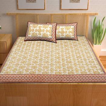 A Unique Home 100% Cotton Printed Double Bedsheet with 2 Pillow Covers 2