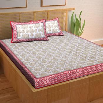 A Unique Home 100% Cotton Printed Double Bedsheet with 2 Pillow Covers 1