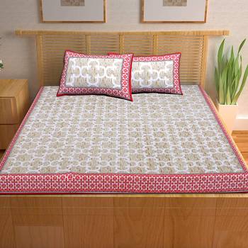 A Unique Home 100% Cotton Printed Double Bedsheet with 2 Pillow Covers 2