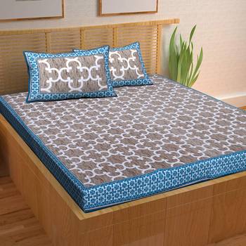 A Unique Home 100% Cotton Printed Double Bedsheet with 2 Pillow Covers 1