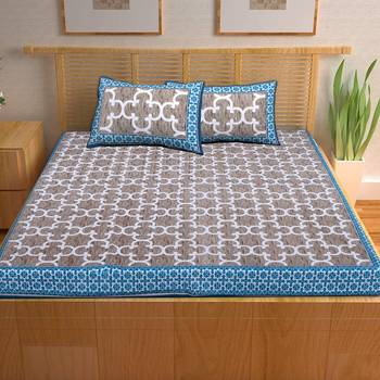 A Unique Home 100% Cotton Printed Double Bedsheet with 2 Pillow Covers 2