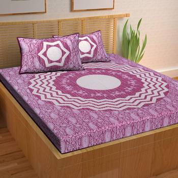 A Unique Home 100% Cotton Printed Double Bedsheet with 2 Pillow Covers 1