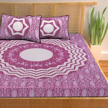 A Unique Home 100% Cotton Printed Double Bedsheet with 2 Pillow Covers 3