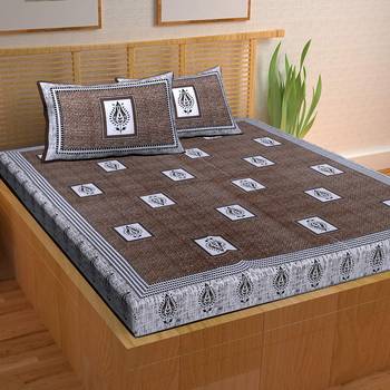 A Unique Home 100% Cotton Printed Double Bedsheet with 2 Pillow Covers 1