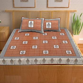 A Unique Home 100% Cotton Printed Double Bedsheet with 2 Pillow Covers 2