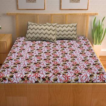A Unique Home 100% Cotton Printed Double Bedsheet with 2 Pillow Covers 2