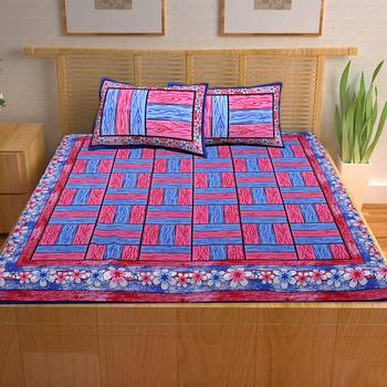 A Unique Home 100% Cotton Printed Double Bedsheet with 2 Pillow Covers 2