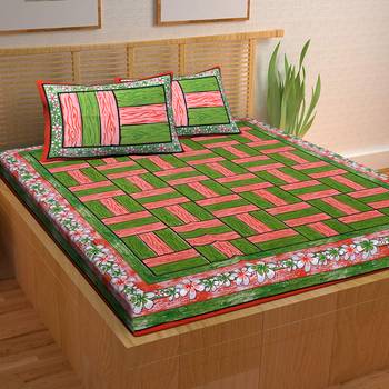 A Unique Home 100% Cotton Printed Double Bedsheet with 2 Pillow Covers 1