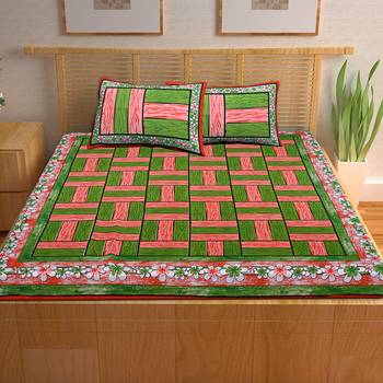 A Unique Home 100% Cotton Printed Double Bedsheet with 2 Pillow Covers 2