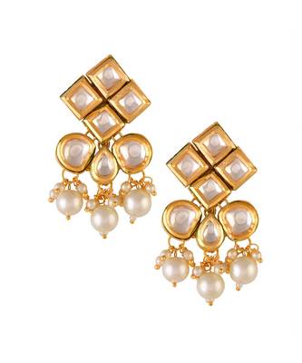 Gold tone kundan earrings 1