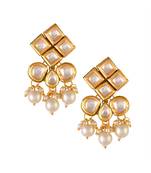 Gold tone kundan earrings