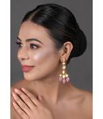 Pink Gold tone Handcrafted Kundan Earrings