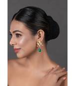 Green Pink  beaded Kundan inspired earrings
