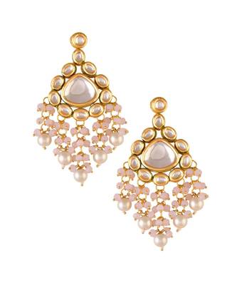 Pearl beaded Handcrafted Kundan earrings 3