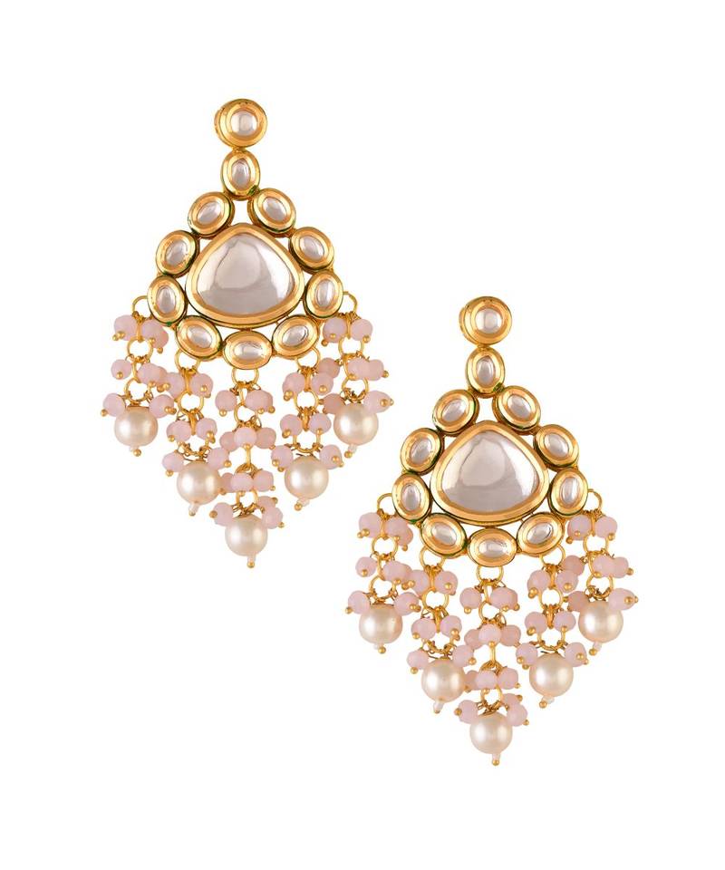 Pearl beaded Handcrafted Kundan earrings