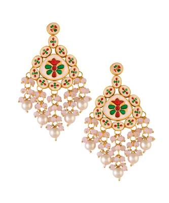 Pearl beaded Handcrafted Kundan earrings 4