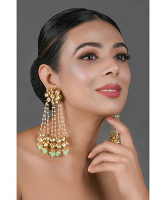 Kundan & Pearl Chain Earrings 1
