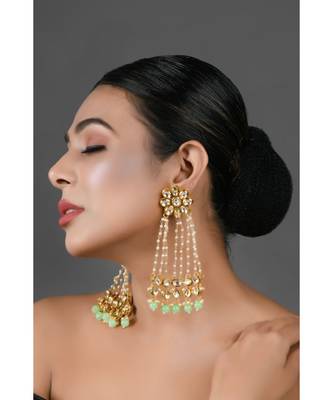 Kundan & Pearl Chain Earrings 2