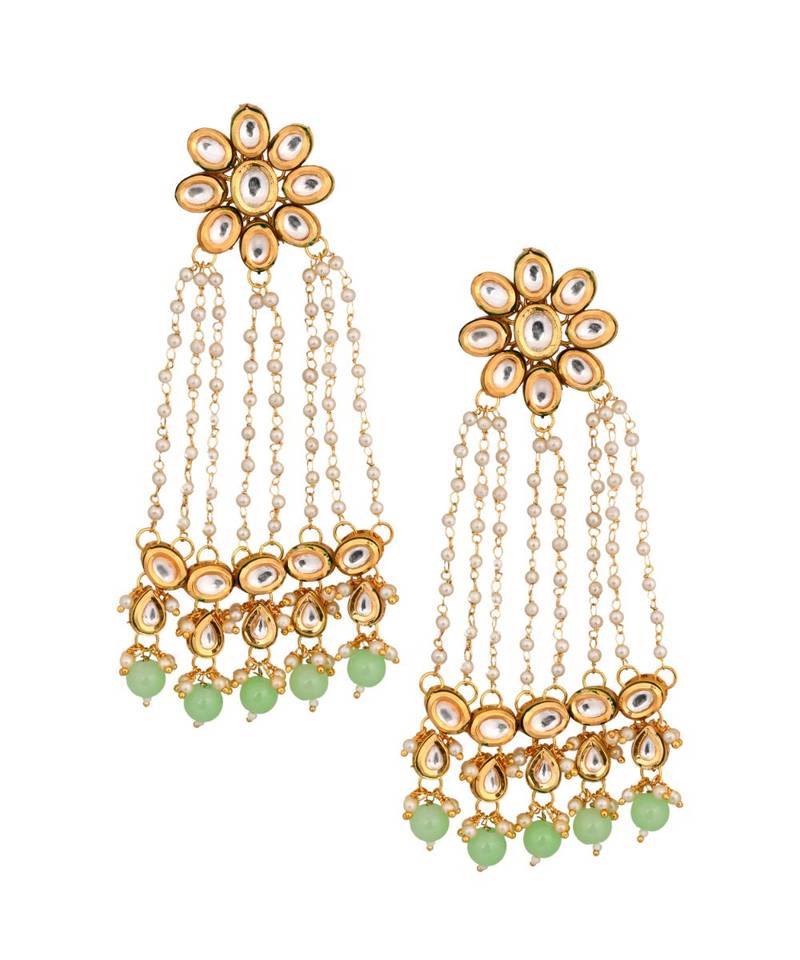 Kundan & Pearl Chain Earrings