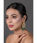 Green & Pearl beaded tassle earrings