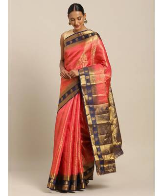 Pink Silk Jacquard Traditional Saree 1