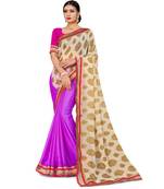 Purple Georgette Embroidery Work Traditional Saree