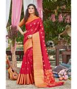 Red Crystal Silk Woven Work Traditional Saree