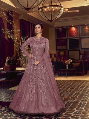 lavender faux_silk party wear salwar kameez 1