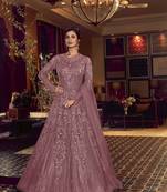 lavender faux_silk party wear salwar kameez