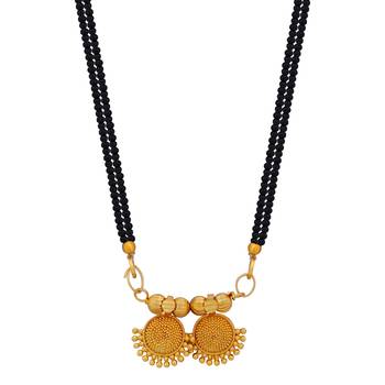 SILVER SHINE Stylish Gold Plated Necklace Black Pearl Mangalsutra For Women Jewellery 3
