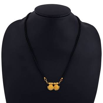 SILVER SHINE Stylish Gold Plated Necklace Black Pearl Mangalsutra For Women Jewellery 5