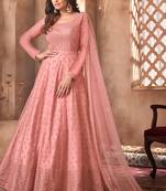 Peach Embroidery Wedding Anarkali Suit