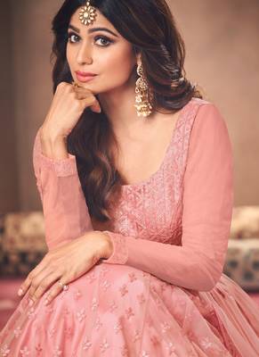 Peach Embroidery Wedding Anarkali Suit 2