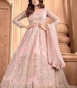  Shamita Shetty Baby Pink Butterfly net with front n back Embroidery