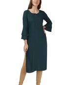 Green Rayon Bell Sleeve Kurti