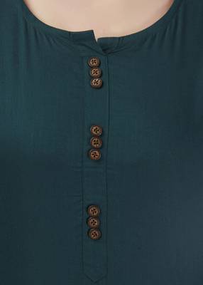 Green Rayon Bell Sleeve Kurti 5