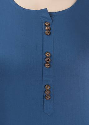 Blue Rayon Bell Sleeve Kurti 5