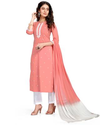Pink embroidered cotton ethnic-kurtis 1